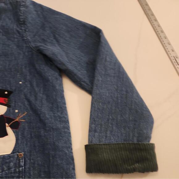 Christopher & Banks Christmas Denim Blue Embroidered Nautical Button Up Large - Picture 5 of 12